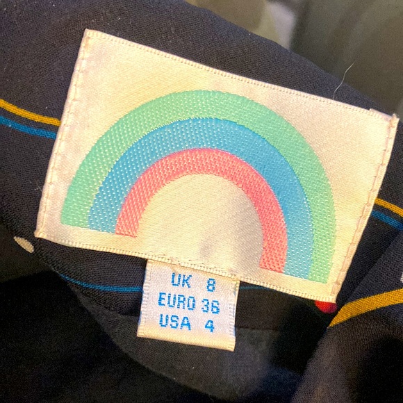 Vintage sz 4 (UK 8) Alphabet dress in navy/multi; lined, back-zip - Picture 3 of 3